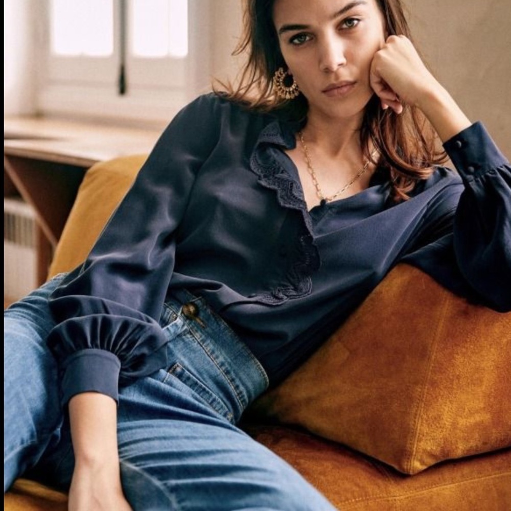 Sezane Chlo Silk Button Up Shirt - Picture 3 of 11
